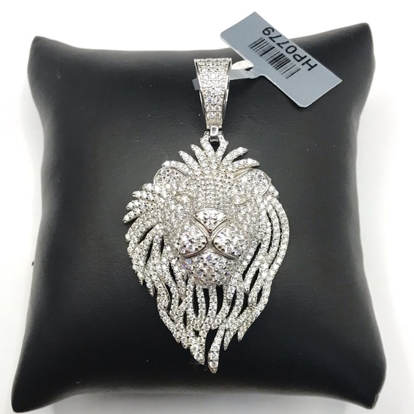 925 Sterling Silver 5.73CT MOISSANITE 3D LionheadMen’s Pendant